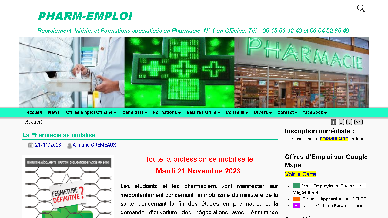 Capture d'écran de http://www.pharm-emploi.com/ 